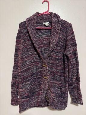 Forever 21 Marled Shawl Collar Cardigan - Purple/Pink/Gray